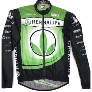 Voler Herbalife Cycling Wind Jacket Mens Medium Green Full Zip USA Long Sleeve